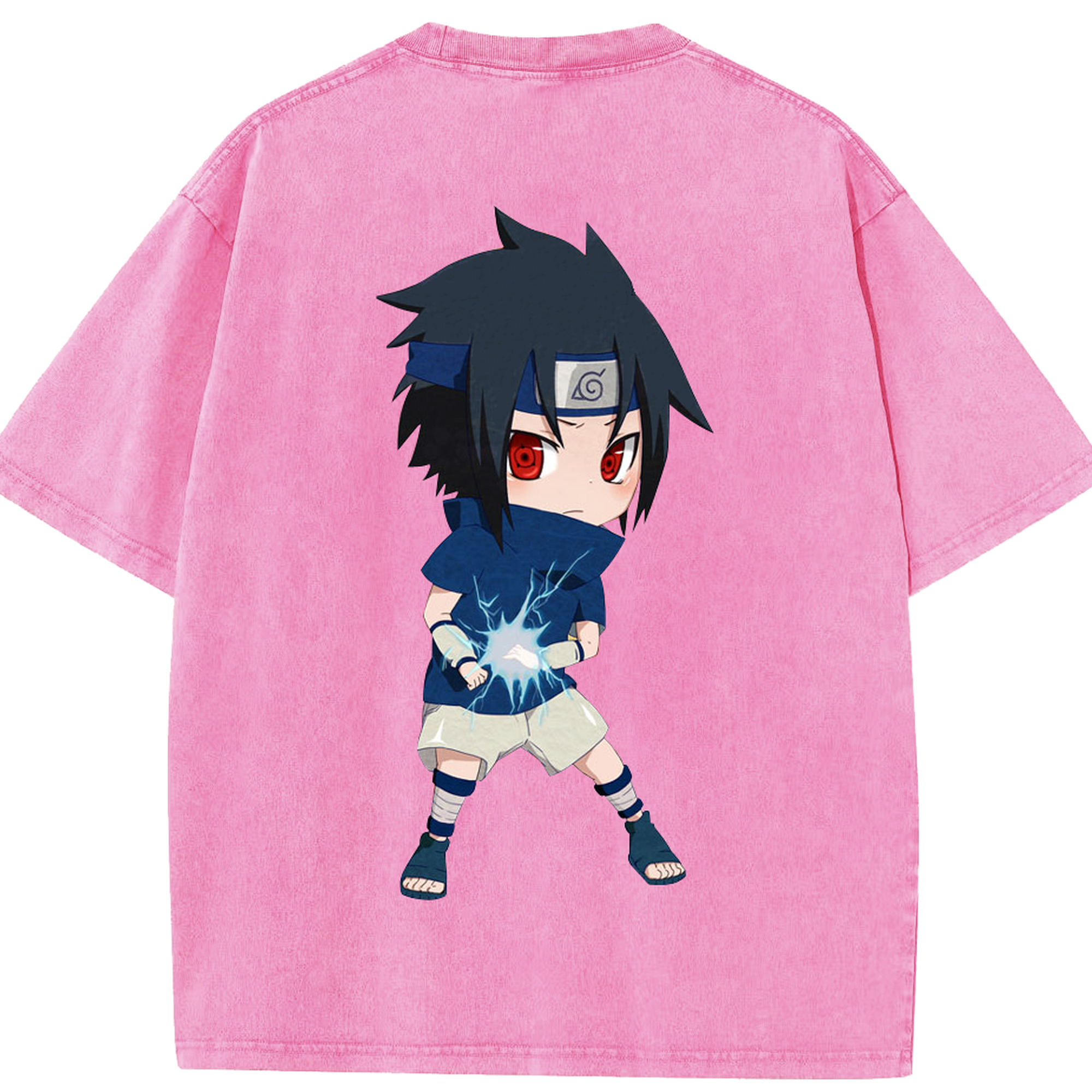 （画像用） NARUTO -ナルト- うちは サスケ Uchiha Sasuke 綿100% ヴィンテージ風 半袖Tシャツ（背面プリント）